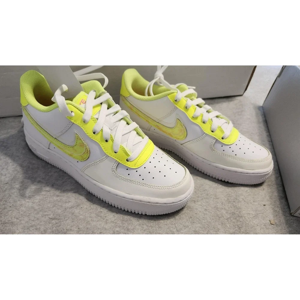 Nike Air Force 1 LV8 Shoes Youth Size 6.5Y White Volt Multi Color DV1680 100 New